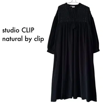 natural by clip 아플리케 자수 원피스 롱 루즈핏