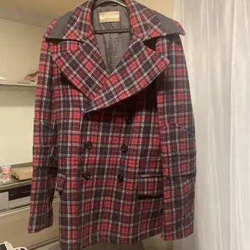 galliano 체스터 코트 빨검 체크 사이즈 34/48 XL