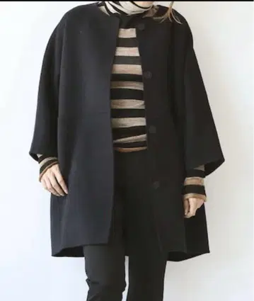 MUSEDeuxiemeClasse 빅토리안 리버 노카라 코트 블랙