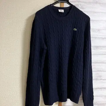 LACOSTE 네이비 케이블 니트 스웨터