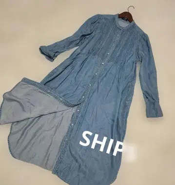[ SHIPS ] 핀턱 데님 원피스 라이트 블루