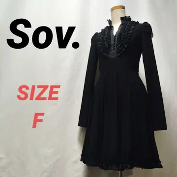 Sov. 소브 원피스 드레스 프릴 리본 블랙