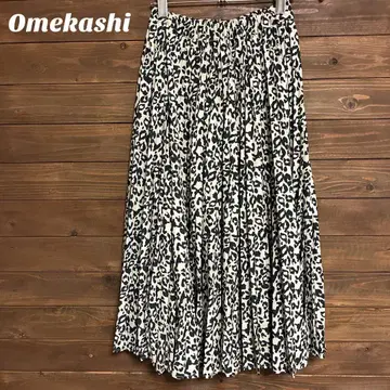 [ 오메카시 ] Omekashi 레오파드 무늬 플리츠 롱 스커트 F