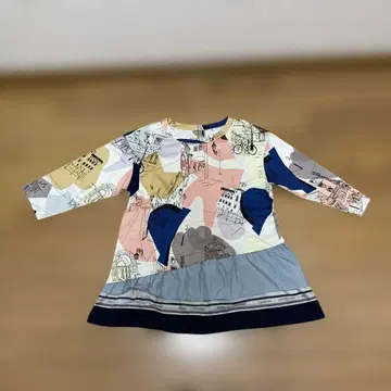 PINORE 아트 프린트 오부 소매 튜닉