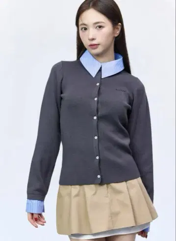 eimy istoire EIMY 로고 바이컬러 니트 가디건 에이미 파랑