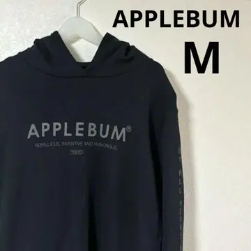 APPLEBUM 애플바움 풀오버 후드티 블랙 로고 M