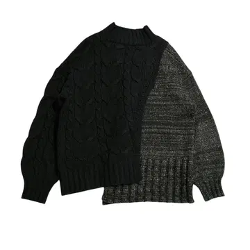 AZUL by moussy/비대칭 케이블 니트