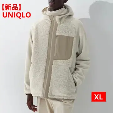 [새상품] 유니클로 플리스 풀 집업 후드티 긴팔 내추럴 XL