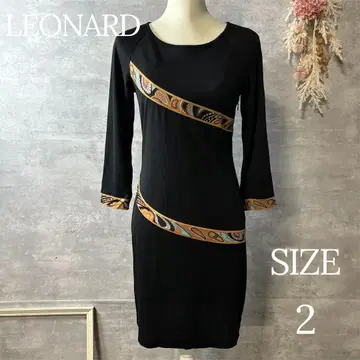 LEONARD 레오나르 기하학 패턴 무릎 기장 원피스 블랙 2 사이즈