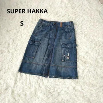 SUPER HAKKA 데님 타이트 스커트 S 올빼미 눈꽃 자수
