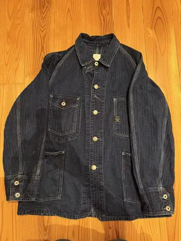 POST OVERALLS 크림슨 헤링본 데님 인디고 자켓