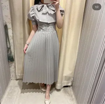 [새상품급] 안미르 anmille 허리 레이스 리본 원피스