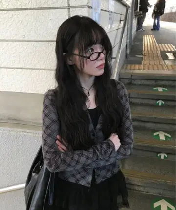 anyonemore 체크 무늬 슬림핏 가디건