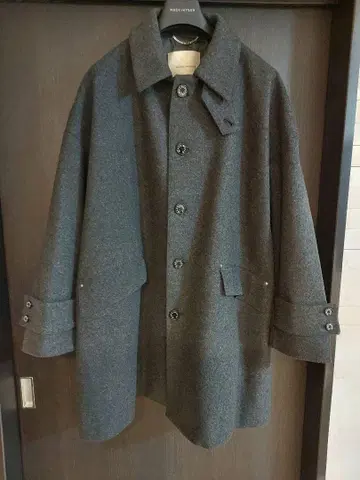 그레이 스텐카라 코트 울 혼방
