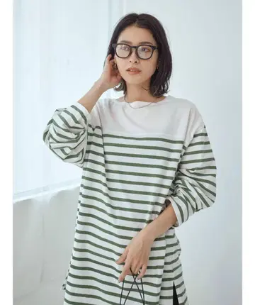 ungrid 프린트 보더 롱 슬리브 tee