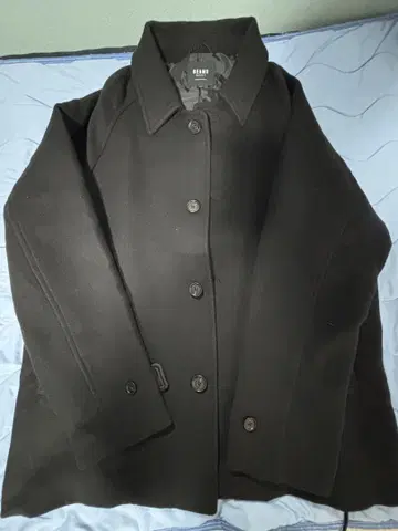 BEAMS HEART 블랙 피 코트 L