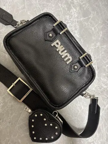 pium 하트 파우치 포함 미니 보스턴 백