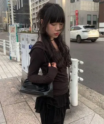 anyonemore 셔링 카슈쿨 후드T셔츠