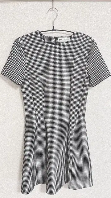 ZARA 하운드투스 체크 패턴 반팔 미니 원피스
