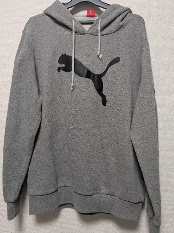 PUMA 그레이 후드 부착 중 플리스 후드티 M