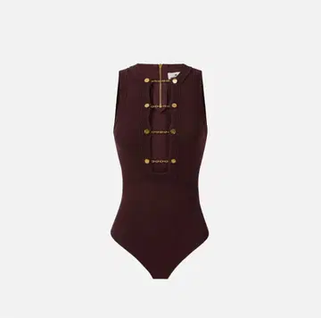 버건디 하이넥 바디수트 Elisabetta Franchi