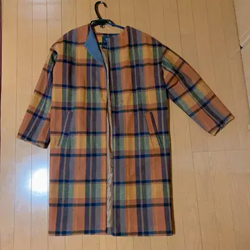 w closet 체크 무늬 롱 코트 가을/겨울