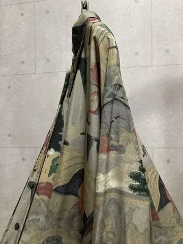 VINTAGE 구제 의류 총 아트 패턴 셔츠 올 패턴 셔츠 긴팔 블라우스