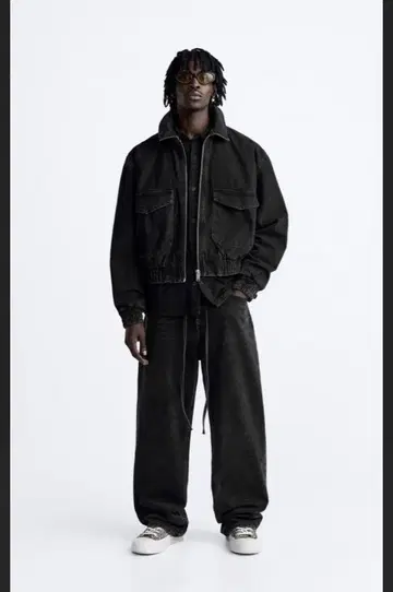 ZARA 블랙 데님 자켓 L