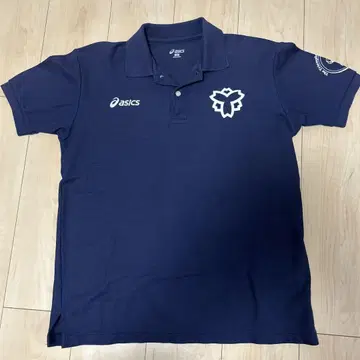 asics 일본체육대학 피케 셔츠 L 네이비