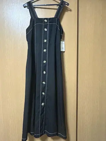 린넨풍 스티치 점프 스커트