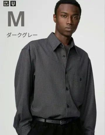 UNIQLO U 트윌 워크 오버사이즈 셔츠 다크 그레이 M