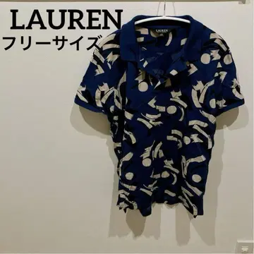 한 점뿐인 LAUREN [프리 사이즈] 네이비 기하학 패턴 하와이안 셔츠