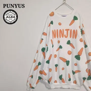 PUNYUS 푸뉴즈 맨투맨 당근 오버 사이즈 화이트