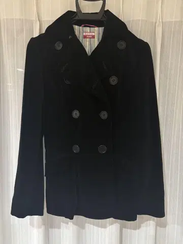 폴스미스 벨벳 더블 브레스트 피 코트 블랙