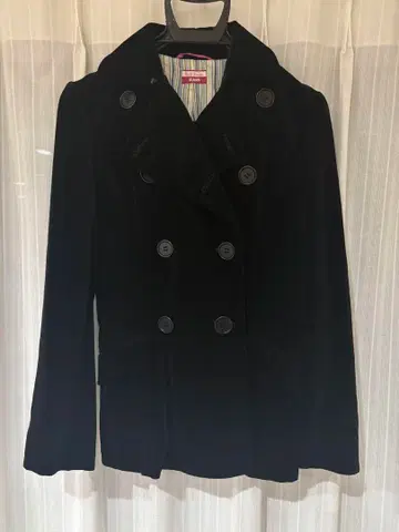 폴스미스 벨벳 더블 브레스트 피 코트 블랙