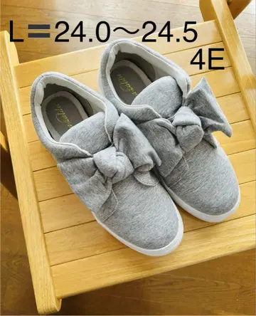 빅 리본 스니커즈 그레이 L 사이즈 24.0~24.5cm 4E