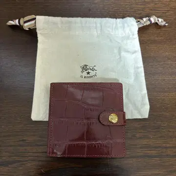 IL BISONTE 와인 레드 이단 접이식 지갑