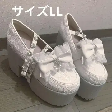 Ank Rouge 앙크루즈 크라운 리본 통굽 레이스 양산형 아이돌 신발