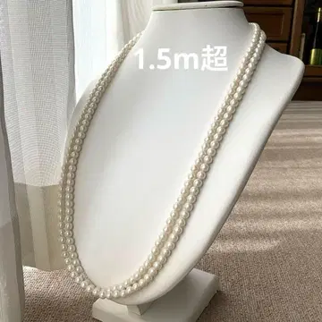 모조 진주 롱 목걸이 150cm 초롱 화이트