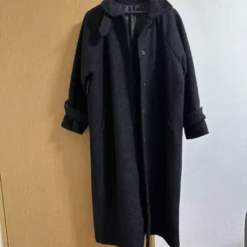 블랙 플리스 롱 코트