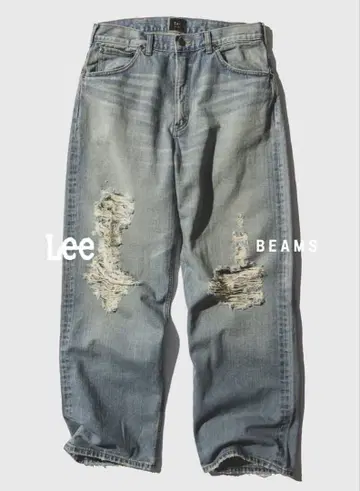34 BEAMS 별주 Lee 101 크러쉬 데님 팬츠