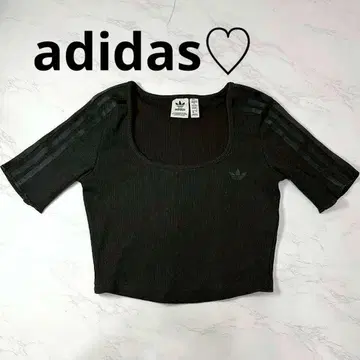 adidas 오리지널스 크롭 T셔츠 블랙 미사용