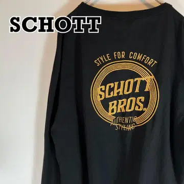 SCHOTT 롱티 금 자수 로고 블랙 2XL 사이즈