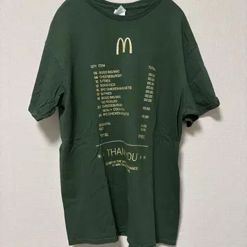 00s 맥도날드 맥 영수증 티셔츠 델타 기업 티셔츠 그린 그린