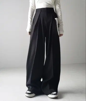 me+em select 더블 턱 헤비 와이드 슬랙스 팬츠 블랙 M