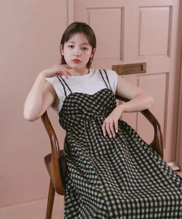 KBF 체크 뷔스티에 원피스 새상품급