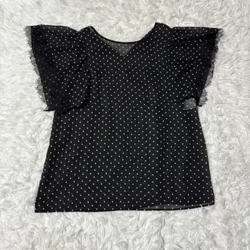 ANAYI 아나이 여성용 반팔 블라우스 M 도트 무늬 프릴 고급