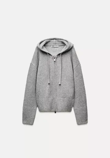 ZARA 완판 후드 부착 니트 자켓
