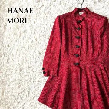 [새상품급] 하나에모리 실크 혼방 롱 자켓 일본제 빨검 체크 고급 M