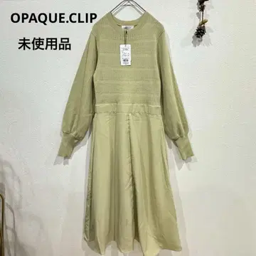 OPAQUE.CLIP 니트 절개 원피스 롱 기장 퍼프 슬리브 미사용
